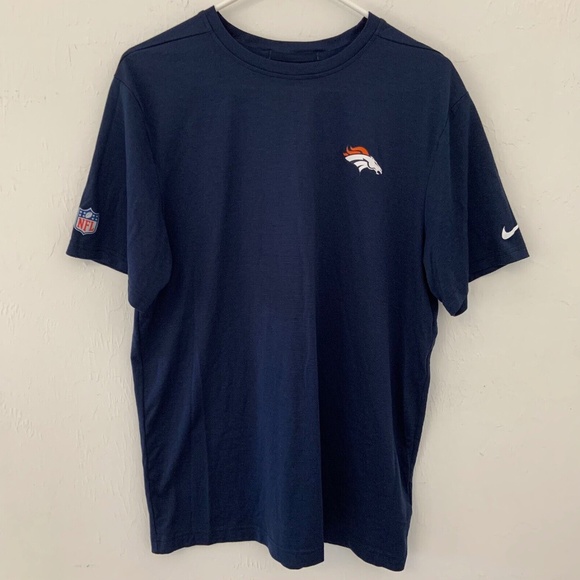 Nike NFL Men's Dri-Fit Denver Broncos Logo T-shirt Navy Blue Size L - Picture 1 of 9
